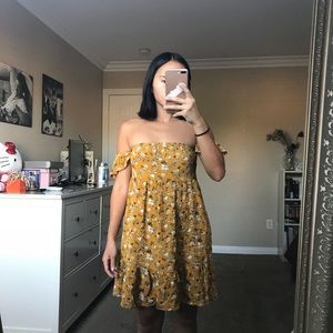 Yellow off the shoulder sundress